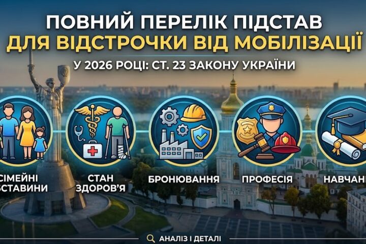 Повний перелік підстав для відстрочки від мобілізації у 2026 році