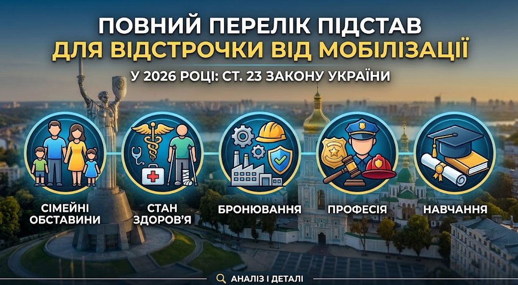 Повний перелік підстав для відстрочки від мобілізації у 2026 році