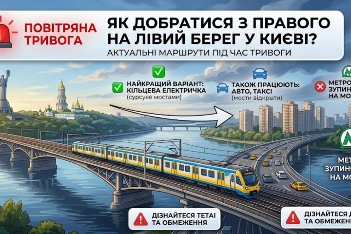 Як добратися з правого берега на лівий у Києві під час повітряної тривоги