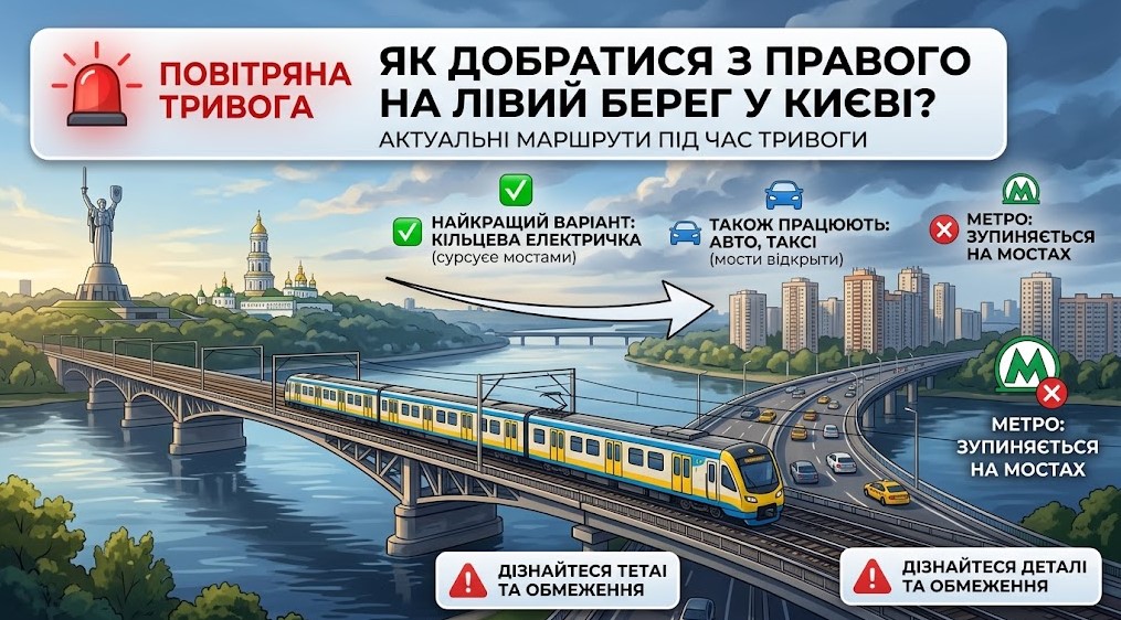 Як добратися з правого берега на лівий у Києві під час повітряної тривоги