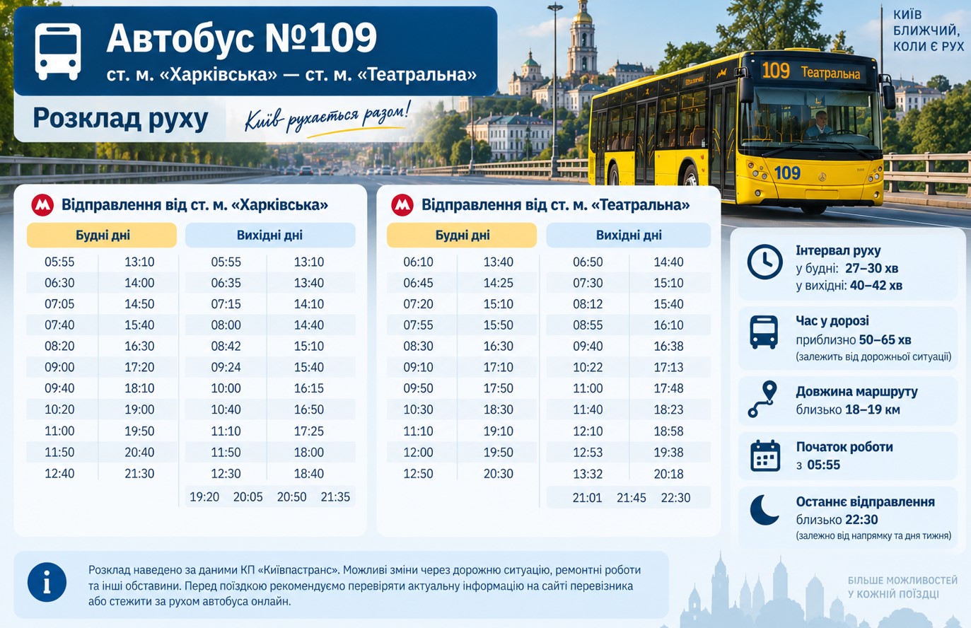 Розклад автобуса №109