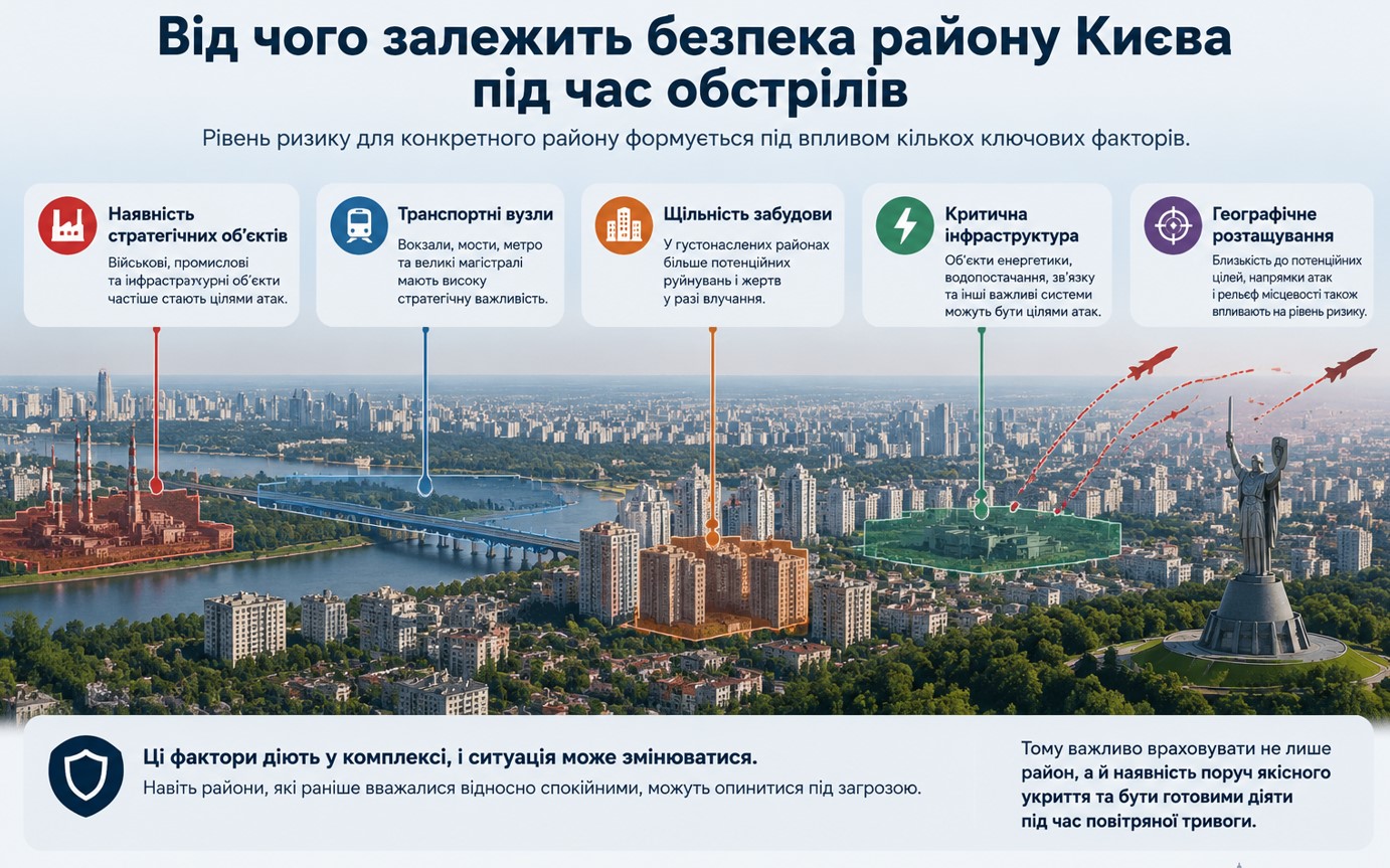 Від чого залежить безпека району Києва під час обстрілів